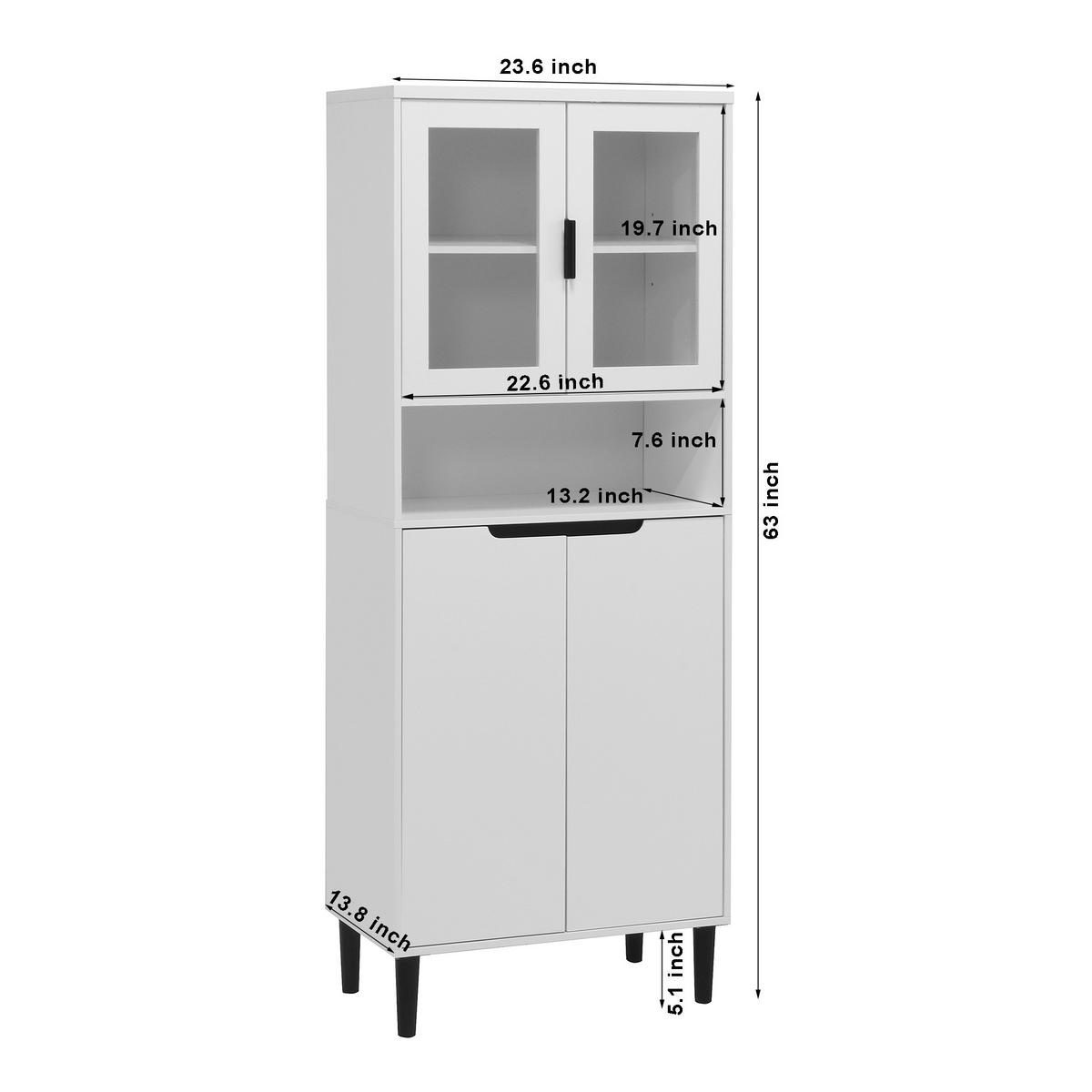 VITRINENSCHRANK 60/35/160 cm weiß aus MDF mit Glastüren verstellbarem Einlegeboden und Kippschutz - Weiß, Holzwerkstoff (60/160/35cm) - OKWISH