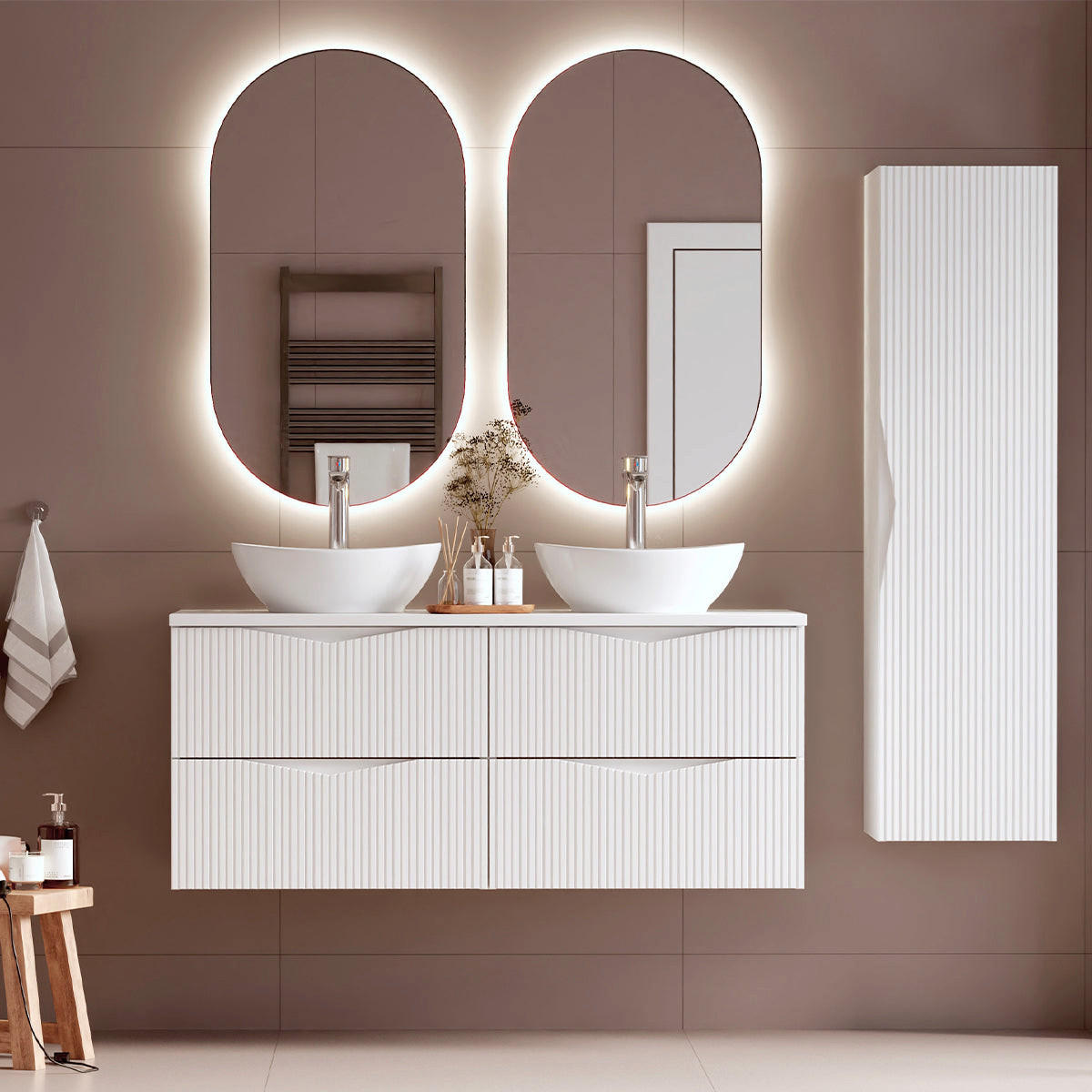 BADMÖBEL 120.6cm Tao 2er-Set Weiß - Weiß, Holzwerkstoff (120.6/50/45.8cm) - Petits-meubles