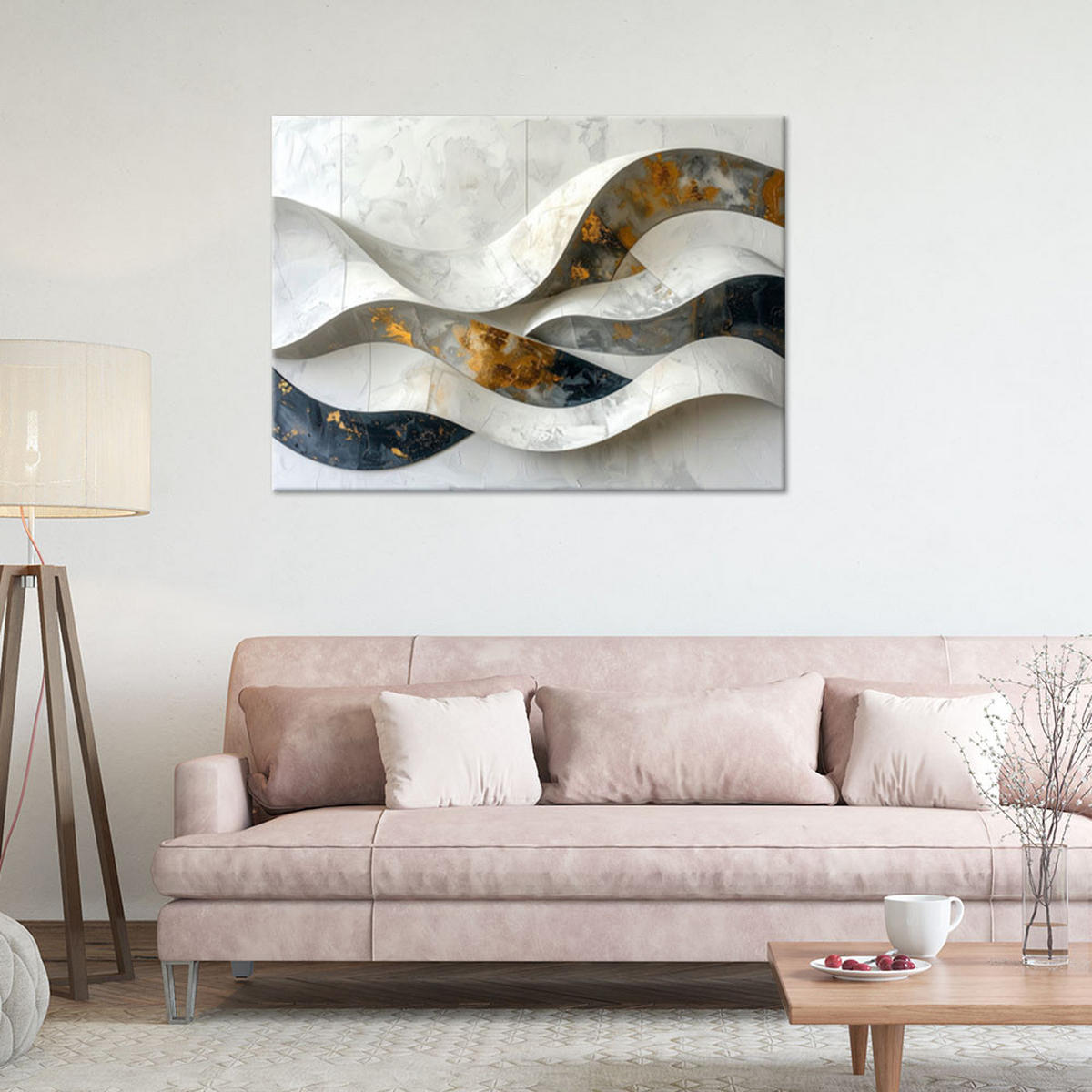 LEINWANDBILD Abstraktion 90x60cm - Weiß, Textil (90/60cm) - Feeby