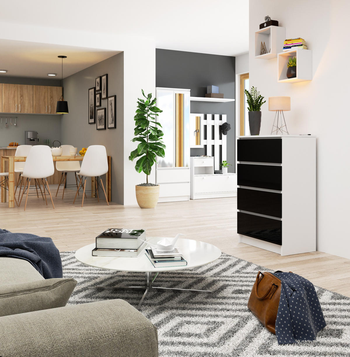 KOMMODE - Weiß, Holzwerkstoff (60/99/40cm) - RAUMHIRSCH FURNITURE