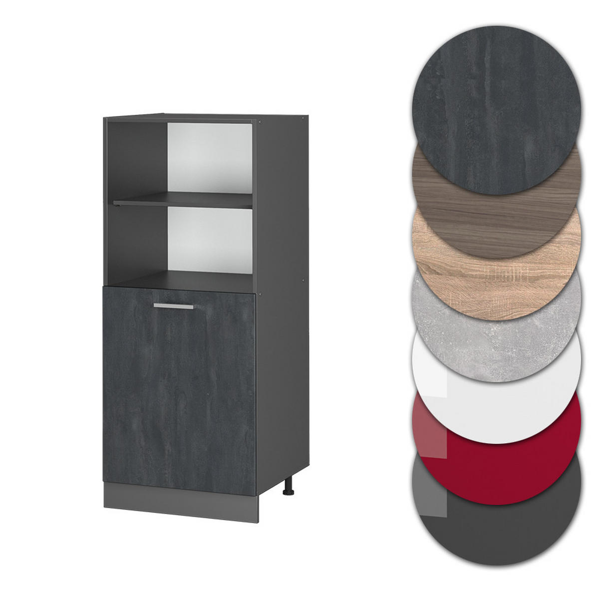 HERDUMBAUSCHRANK R-Line Schwarz Beton 60 cm - Anthrazit/Schwarz, Holzwerkstoff (60/143/57cm) - Vicco