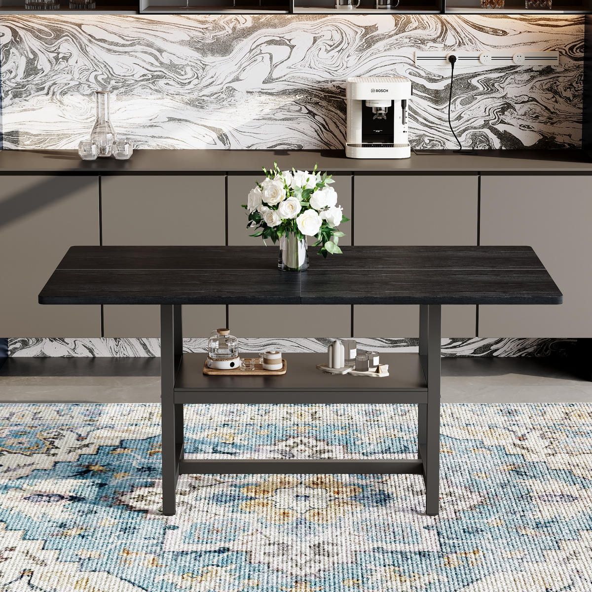 ESSTISCH 160/90/76 cm im Industriedesign DE-40048 Schwarz - Schwarz, Holzwerkstoff (90/160/76cm) - ComfortXL