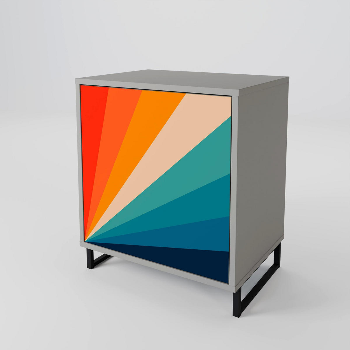 SIDEBOARD PRISM CONCUSSION, Grau, 57,5x42x75,5 cm, Goldfarbene Metallfüße - Goldfarben/Multicolor, Holzwerkstoff/Metall (57.5/75.5/42cm) - SpaceRebels