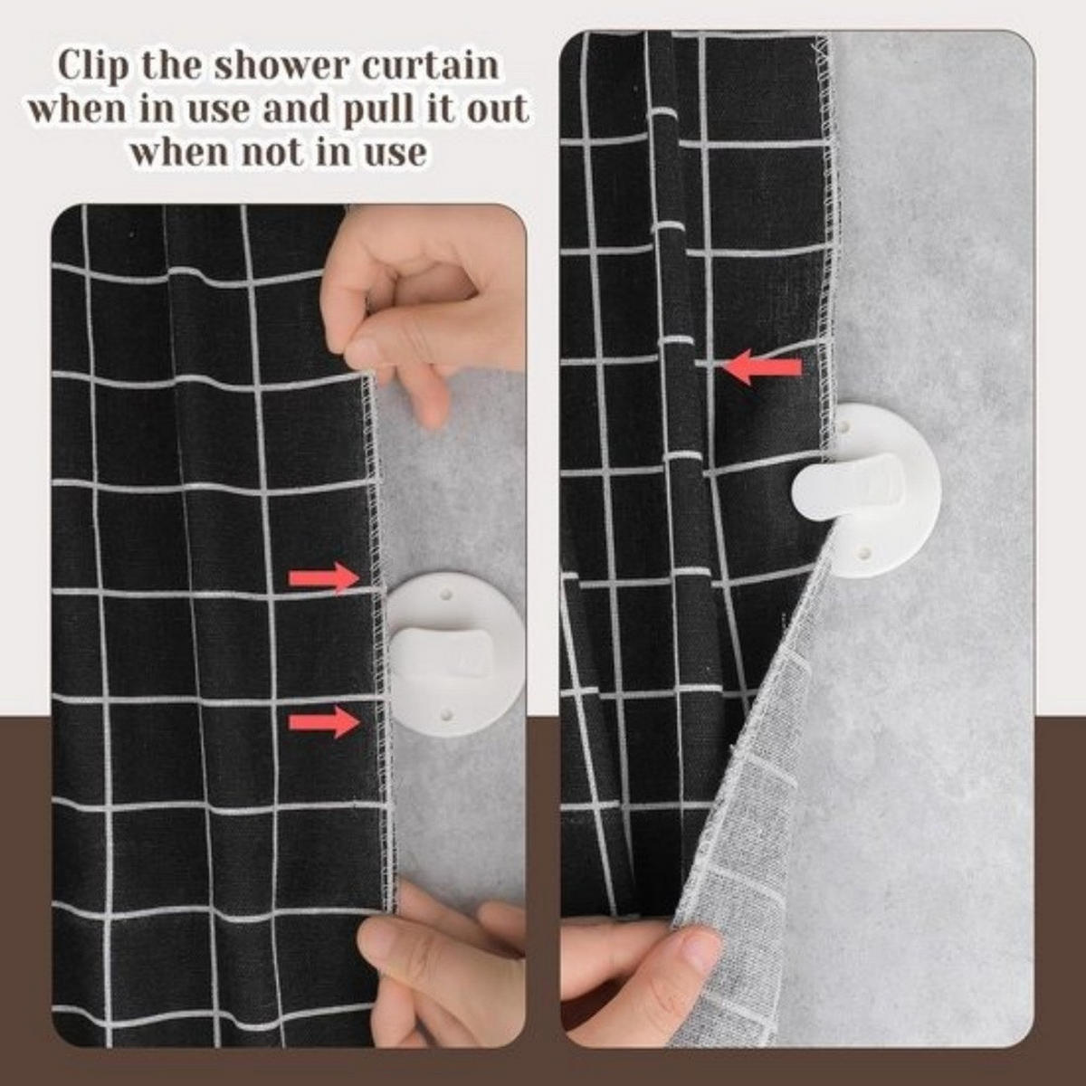 DUSCHVORHANGKLAMMERN 6er-Set Weiß klebend Clip Befestigung Vorhang Badezimmer - Weiß, Kunststoff (5.5/5.5cm) - MCBOSON