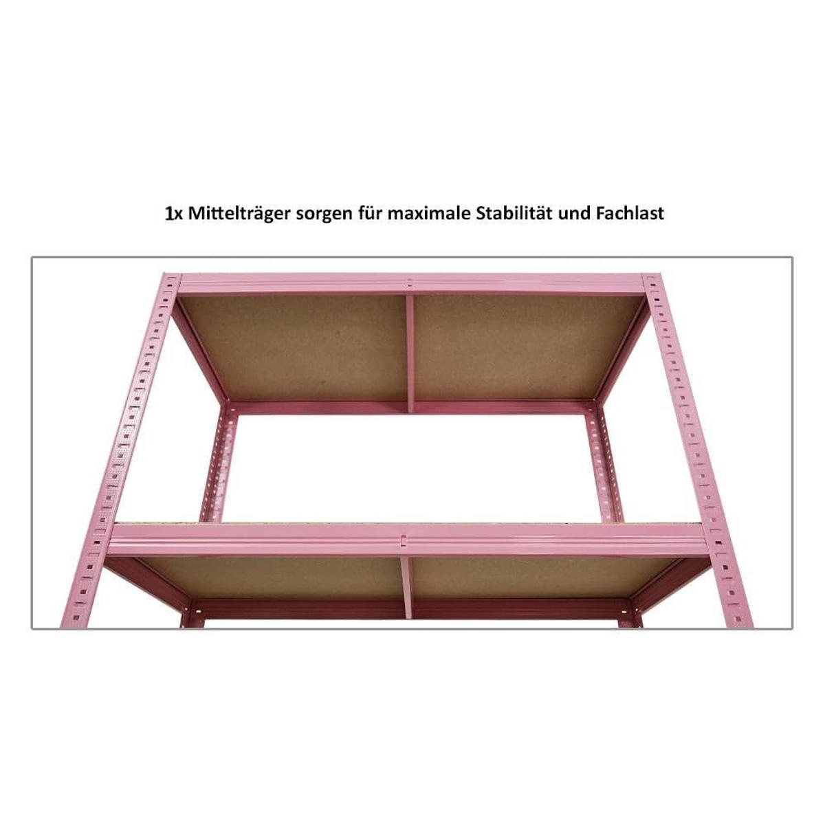 SCHWERLASTREGAL Pink Lady 2er-Set mit 2x 180x90x40cm Fachlast 175 kg 5 Ebenen Pink - Pink, Metall (180/180/40cm) - PROREGAL