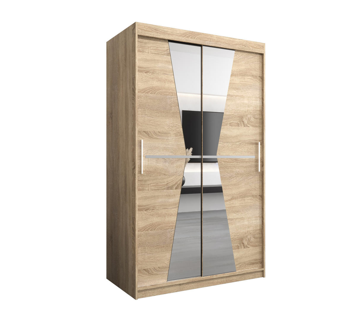 SCHWEBETÜRENSCHRANK 200/120/62 2-türig - Silberfarben/Sonoma Eiche, Holz/Kunststoff (120/200/62cm) - Abiks Möbel