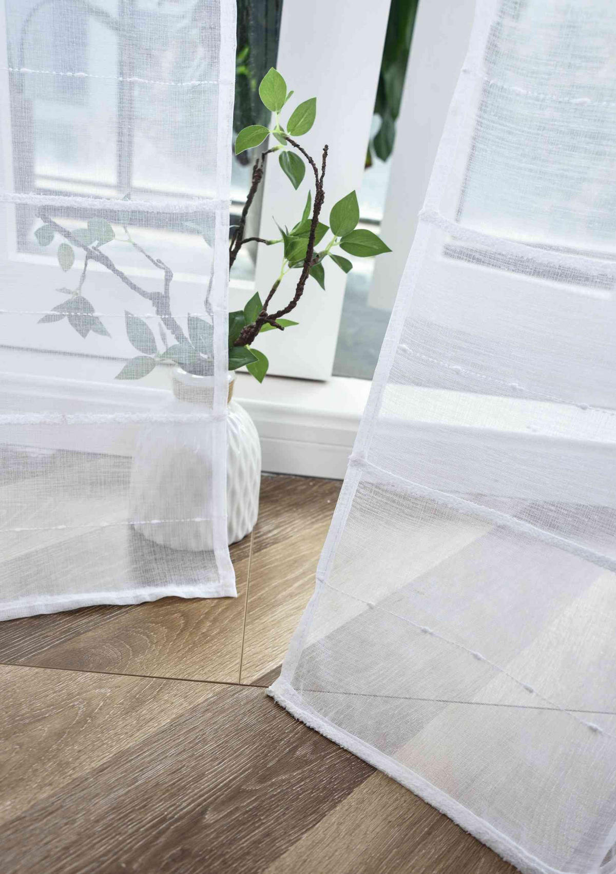 GARDINE LEINEN HxB 245x145 cm Natur Classic - Weiß, Textil (145/245cm) - Gardinenbox