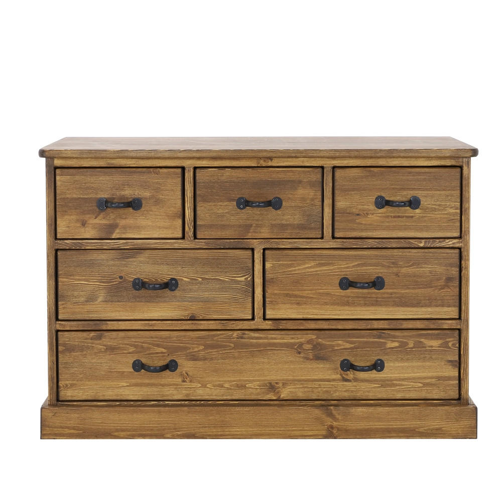 KOMMODE aus Massivholz Rustyk 3/6 - Dunkelbraun, Holz (122/80/45cm) - Seart