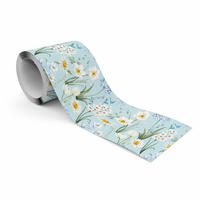 TAPETENBORDÜRE selbstklebend für Wohnzimmer Blumen Blätter Pflanzen - Blau/Weiß, Papier (10/300/300cm) - Muralo
