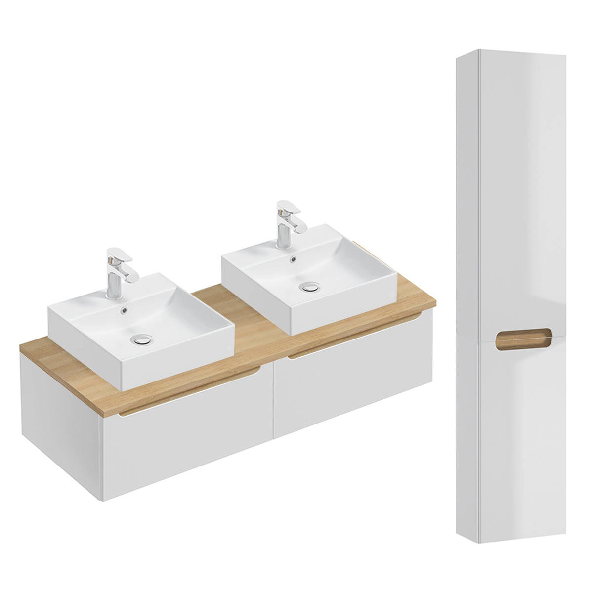 BADMÖBEL 120cm Livia 2er-Set Weiß - Weiß, Holzwerkstoff (120/32.5/46cm) - Petits-meubles