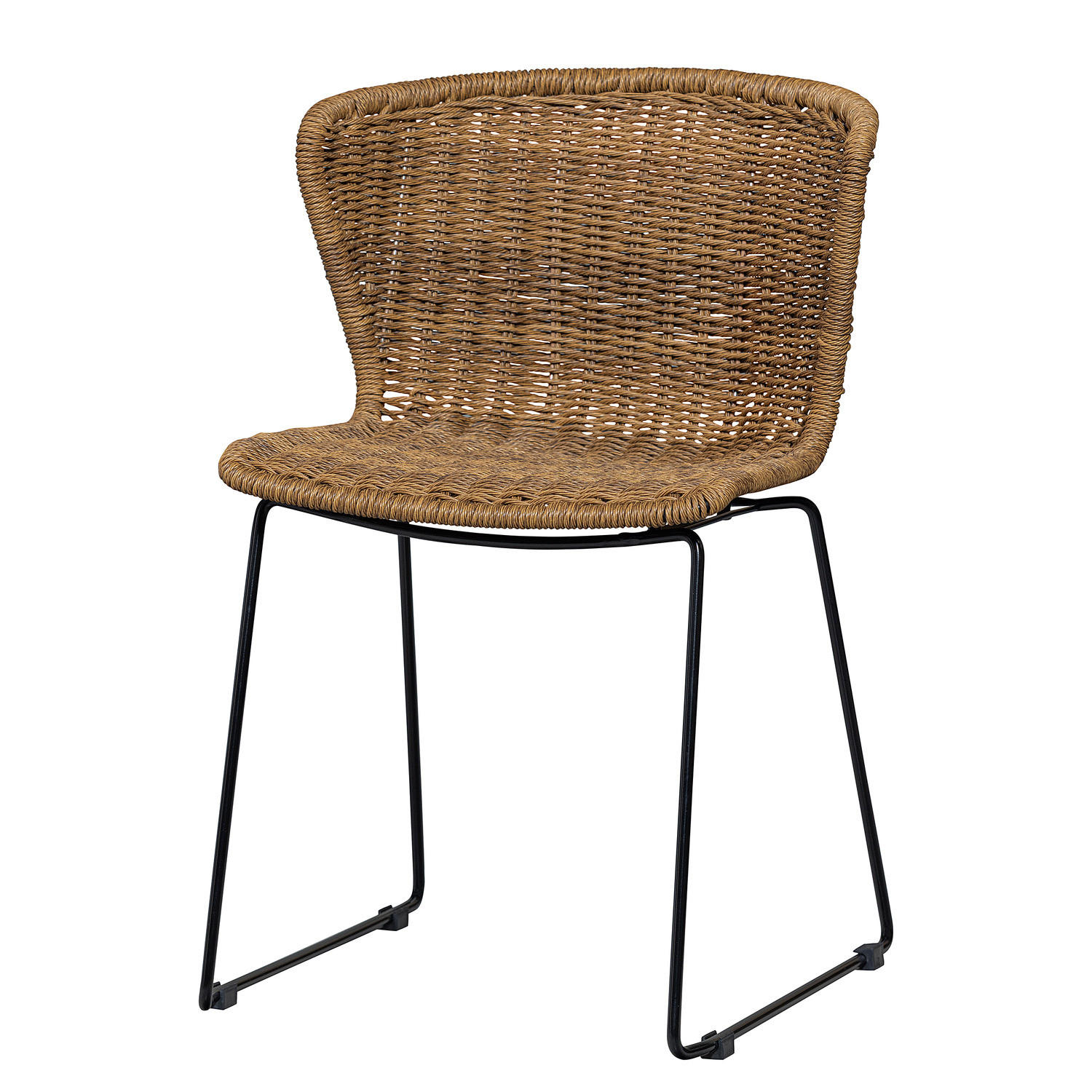 GARTENSTUHL - Polyrattan / Eisen - Braun / Schwarz - Schwarz/Braun, Naturmaterialien/Metall (55/78/54cm) - home24