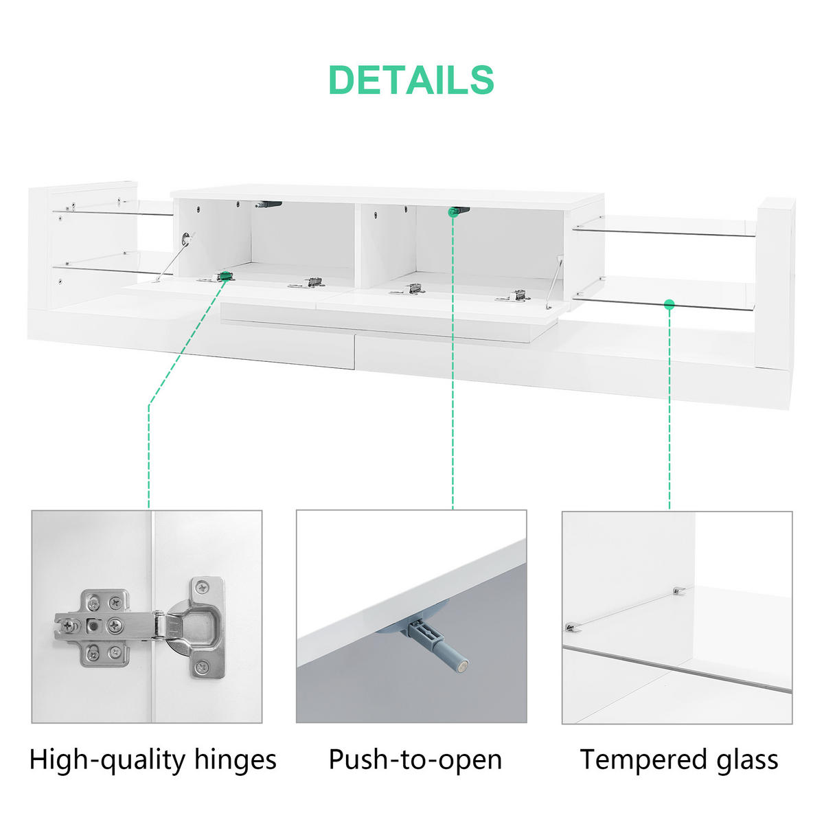 TV-LOWBOARD Gloss Weiß 181/38/38 cm - Weiß, Holzwerkstoff (181/38/38cm) - PANGIVO