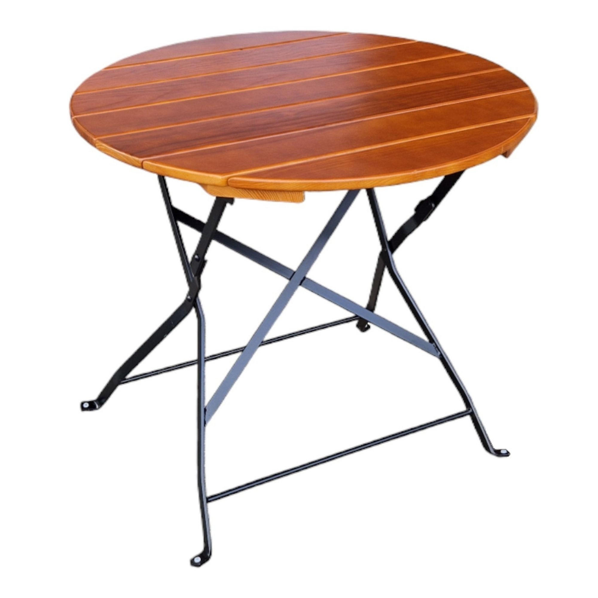 BIERGARTENTISCH BERGTAL 74x80x80cm Ø80cm Klappbar Eschenholz Schwarz/Braun 2 Personen - Braun, Holz (80/80/74cm) - CHEFGASTRO
