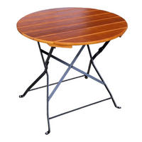 BIERGARTENTISCH BERGTAL 74x80x80cm Ø80cm Klappbar Eschenholz Schwarz/Braun 2 Personen - Braun, Holz (80/80/74cm) - CHEFGASTRO