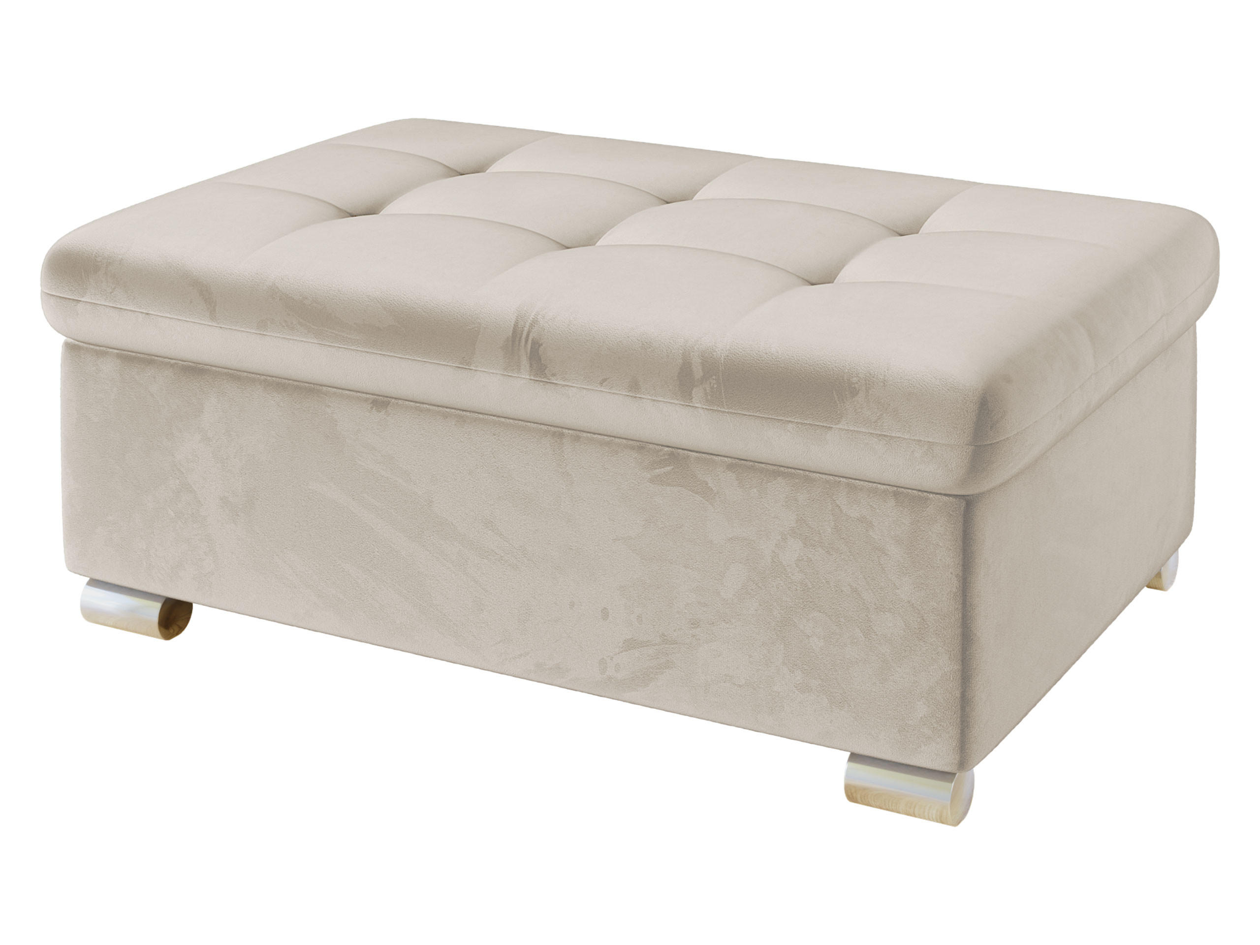 POLSTERHOCKER Niko Groß - Silberfarben/Naturfarben, Holz/Textil (96/41/70cm) - MIRJAN24