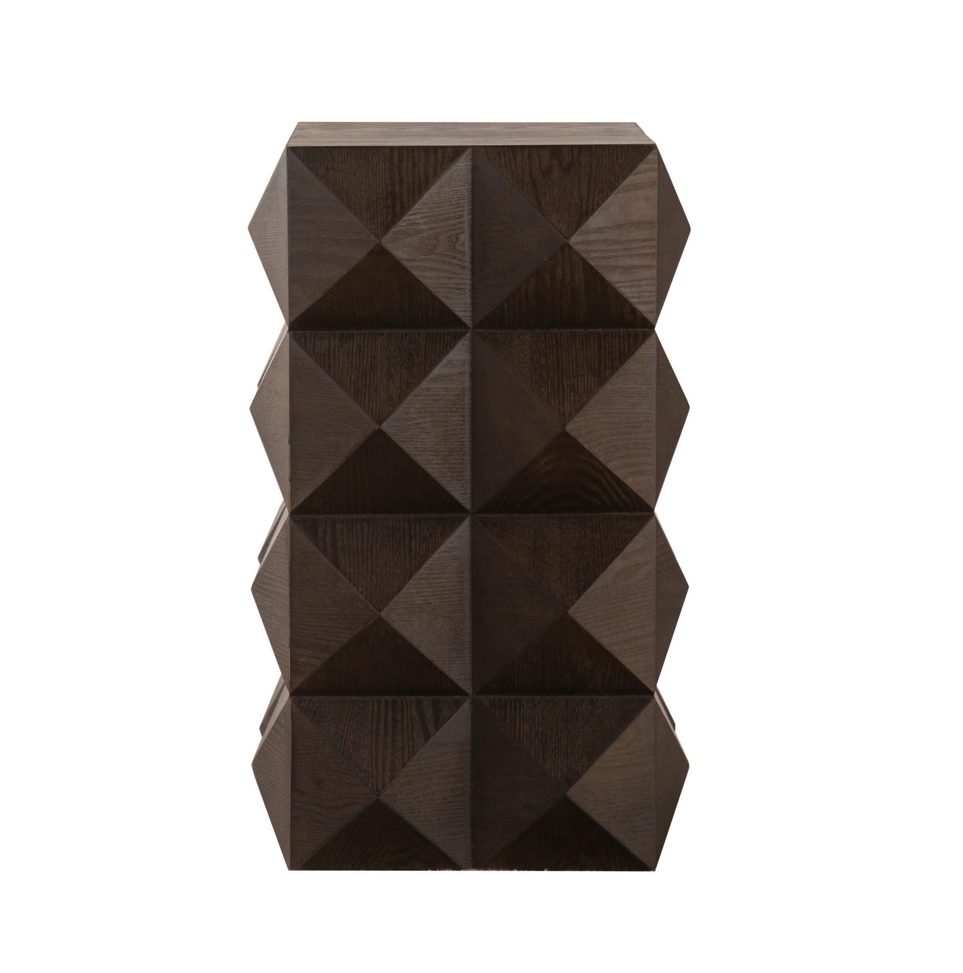 BEISTELLTISCH 60 cm Retro mit 3D-Prägung Braun aus Massivholz und MDF - Braun, Holzwerkstoff (37/37/60cm) - OKWISH