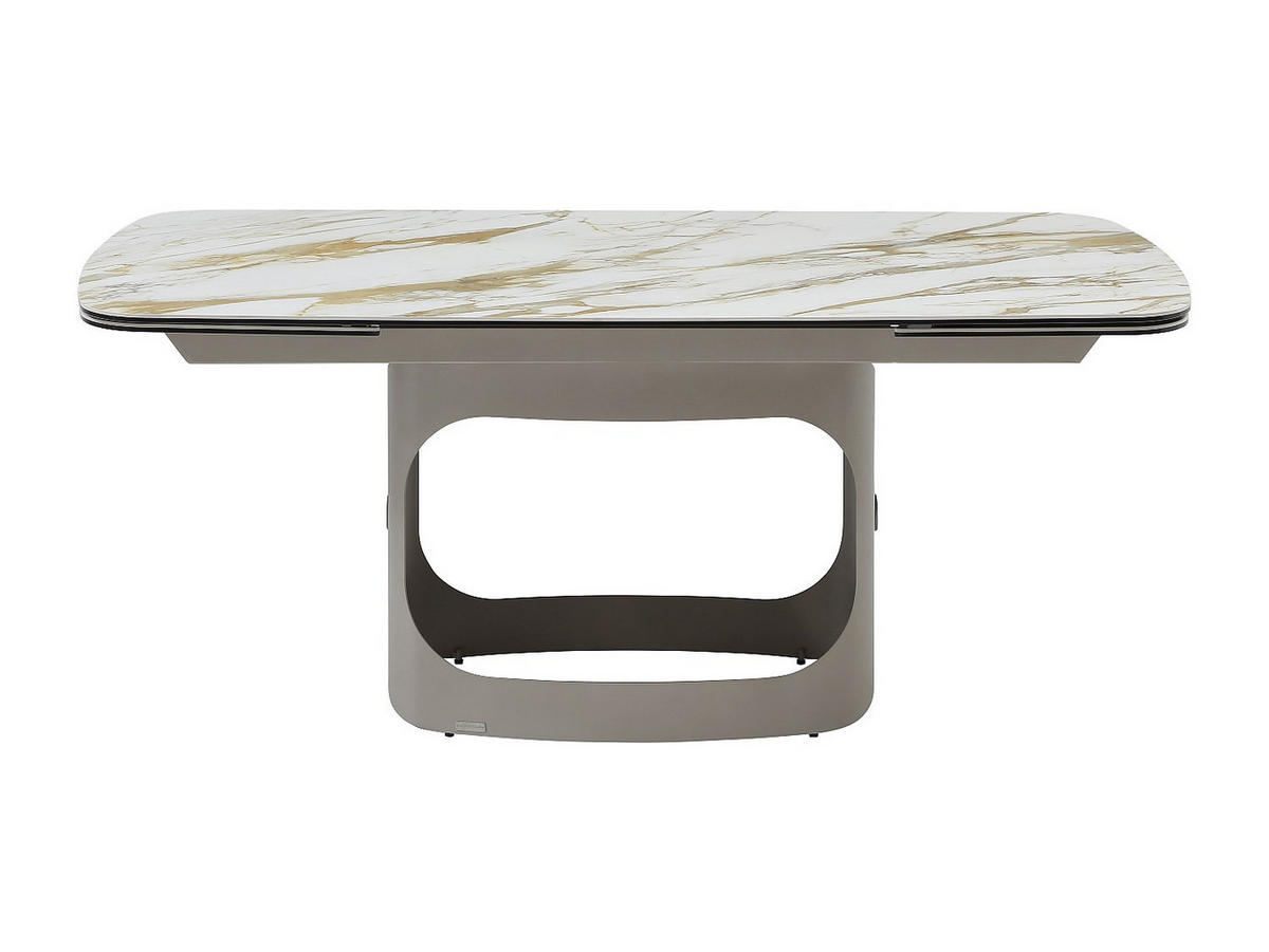 ESSTISCH ausziehbar 6-10 Personen - Keramik, Sicherheitsglas & Metall Taupe - Marmoroptik Weiß - DAVULO de Maison Céphy - Weiß, Glas (260/90/75cm) - Vente-Unique