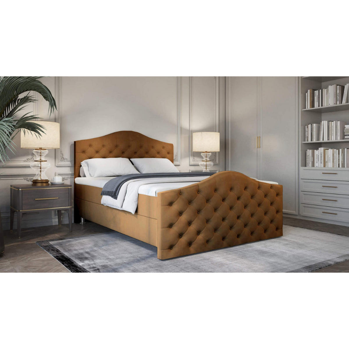 BOXBETT Roma Bonellfederkern inkl. 7-Zonen Topper T-30 mit Bettkasten - Cappuccino, Holz/Holzwerkstoff (120/200cm) - Best For Home