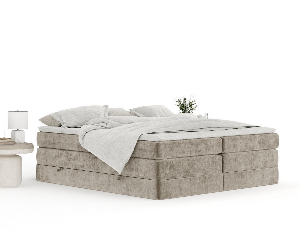 BOXSPRINGBETT Juniper Beige 200/200 cm - Beige/Schwarz, Holz/Holzwerkstoff (200/200cm) - Maison de Reve