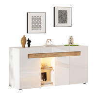 SIDEBOARD LED Weiß 3 Türen App Glas 140x40x70cm Hochglanz - Multicolor, Holzwerkstoff (40/70/140cm) - FLIEKS