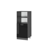 HERDUMBAUSCHRANK R-Line Schwarz Hochglanz 60 cm - Schwarz Hochglanz/Anthrazit, Holzwerkstoff (60/143/57cm) - Vicco