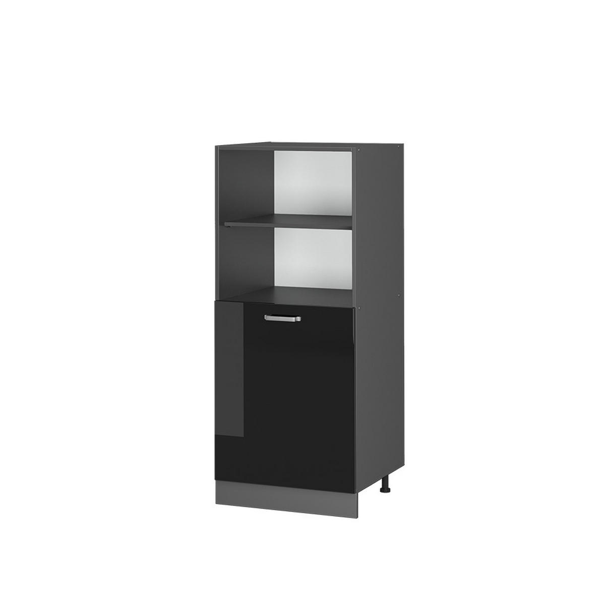 HERDUMBAUSCHRANK R-Line Schwarz Hochglanz 60 cm - Schwarz Hochglanz/Anthrazit, Holzwerkstoff (60/143/57cm) - Vicco