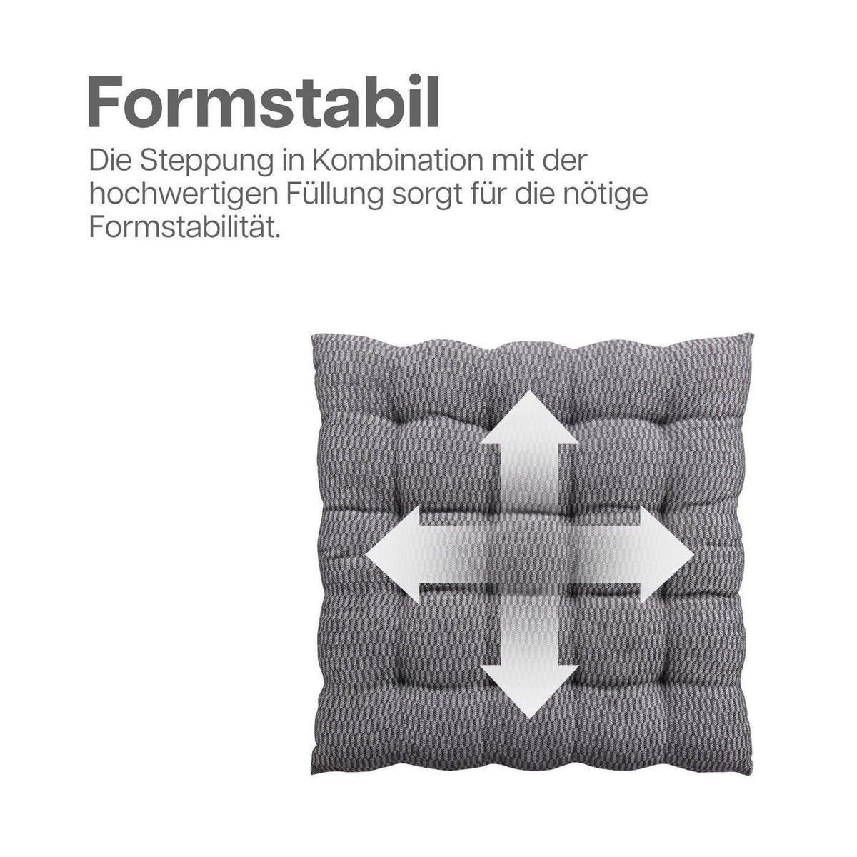 SITZKISSEN Lissabon 40x40cm Hellgrau 1er Pack - Hellgrau, Textil (40/40/6cm)