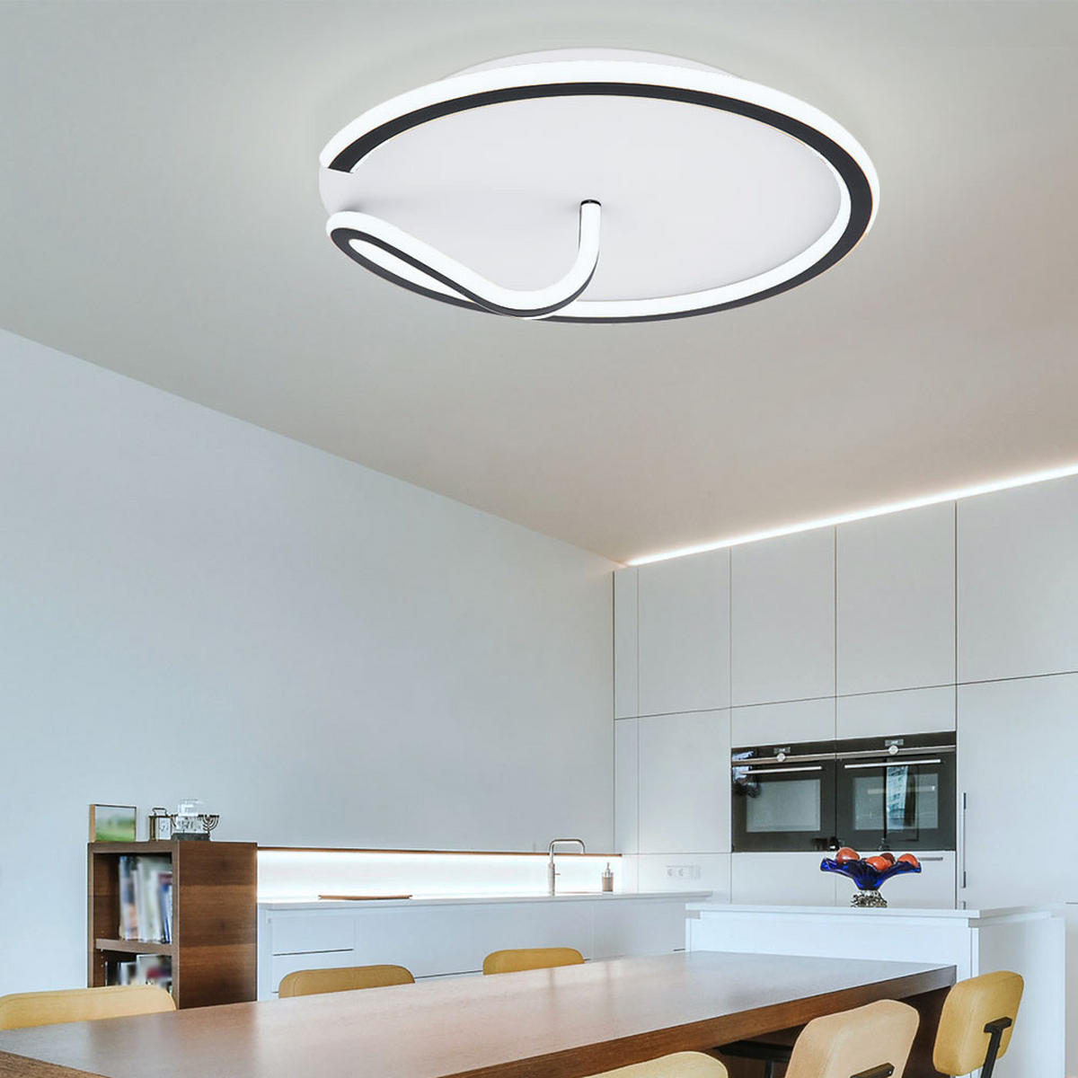 LED DECKENLEUCHTE Metall Schwarz Opal - Schwarz, Metall (51/51/15cm) - Globo Lighting