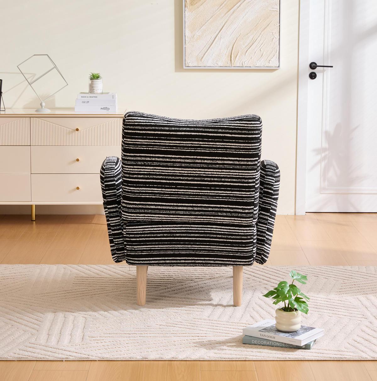 SESSEL 77/81/87 cm in Schwarz aus Bouclé mit Seitentasche - Schwarz, Textil (77/87/81cm) - BEAOK