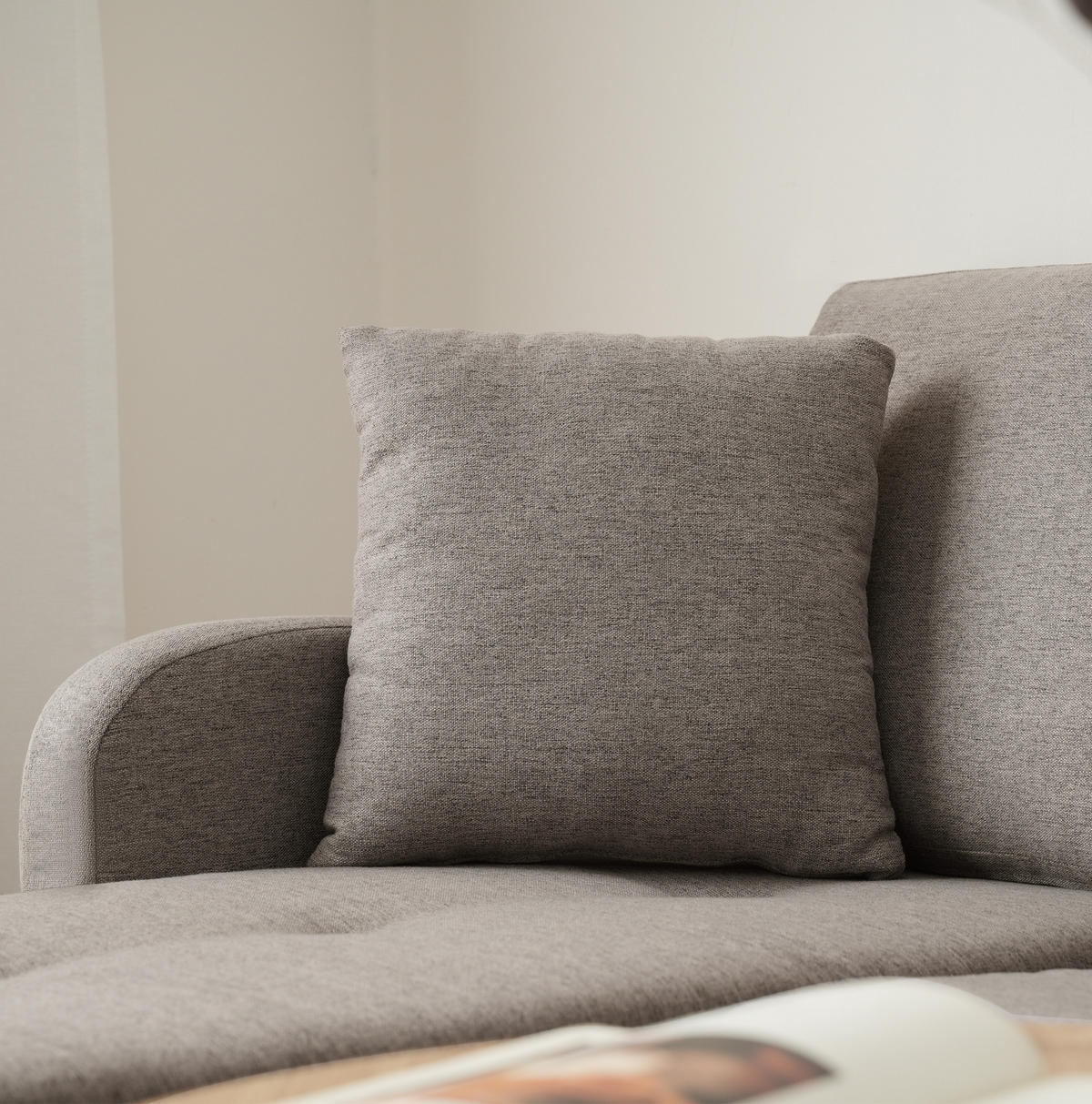 SOFA modular mit Chaiselongue 166 x 118 x 77 cm Baumwoll-Leinen-Mix - Dunkelgrau, Kunststoff (166/118cm) - IVMEU