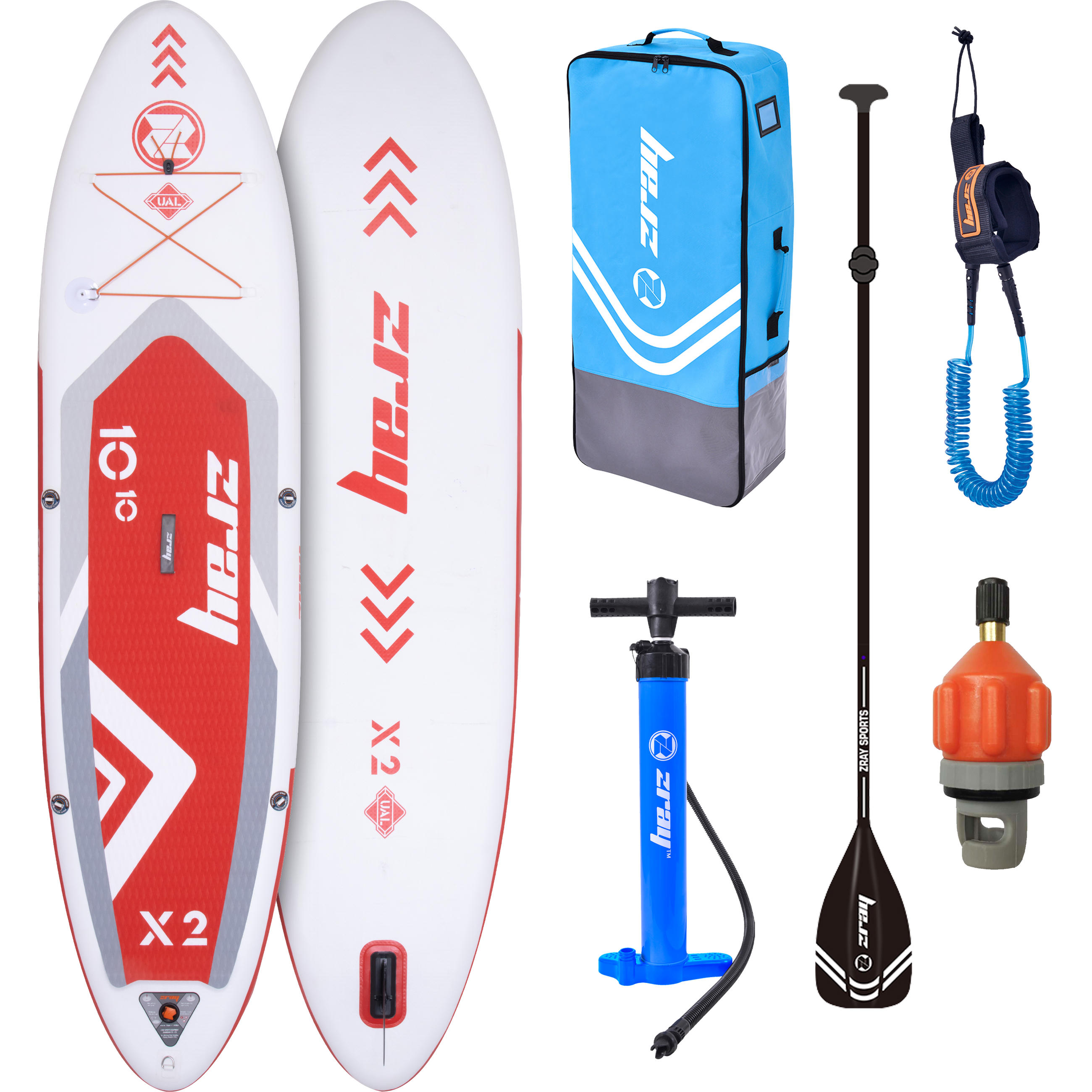 STAND-UP-PADDLE-BOARD X2 SUP Komplettset rot 330 x 81 x 13 cm mit viel Zubehör - Rot, Kunststoff (330/81/15cm) - Zray