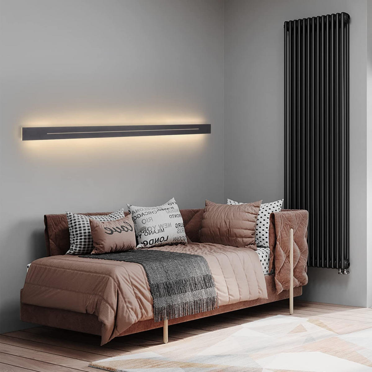 LED WANDLEUCHTE Raum - Schwarz, Metall (5/4/100cm) - Nettlife