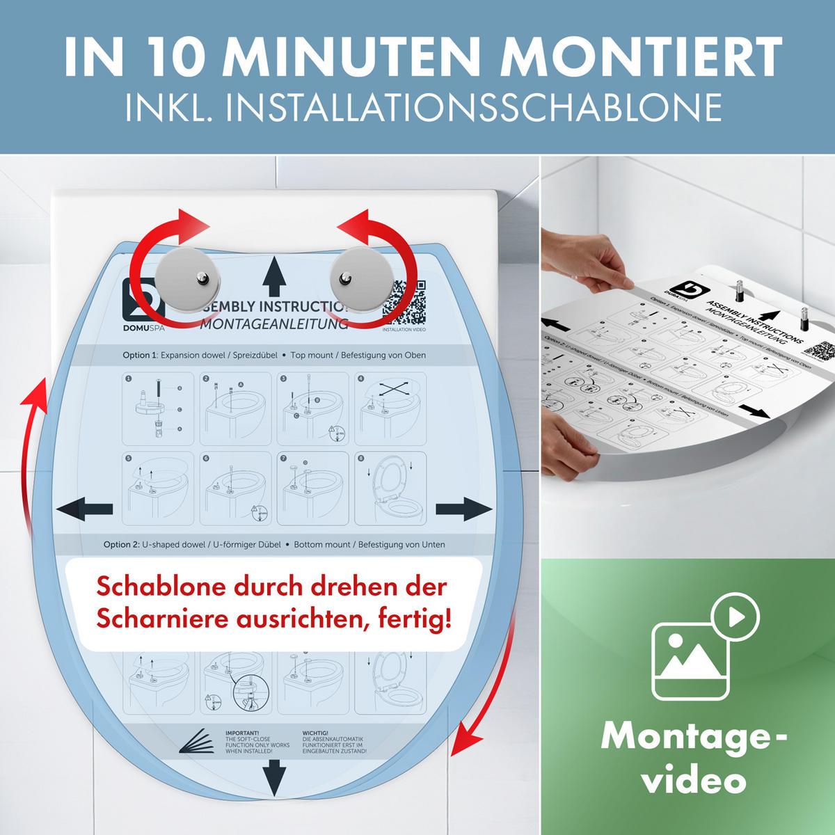 DOMUSPA Toilettensitz Oval mit Quick-Release Funktion - Weiß, Kunststoff (45/5.5/37.6cm) - DomuSPA