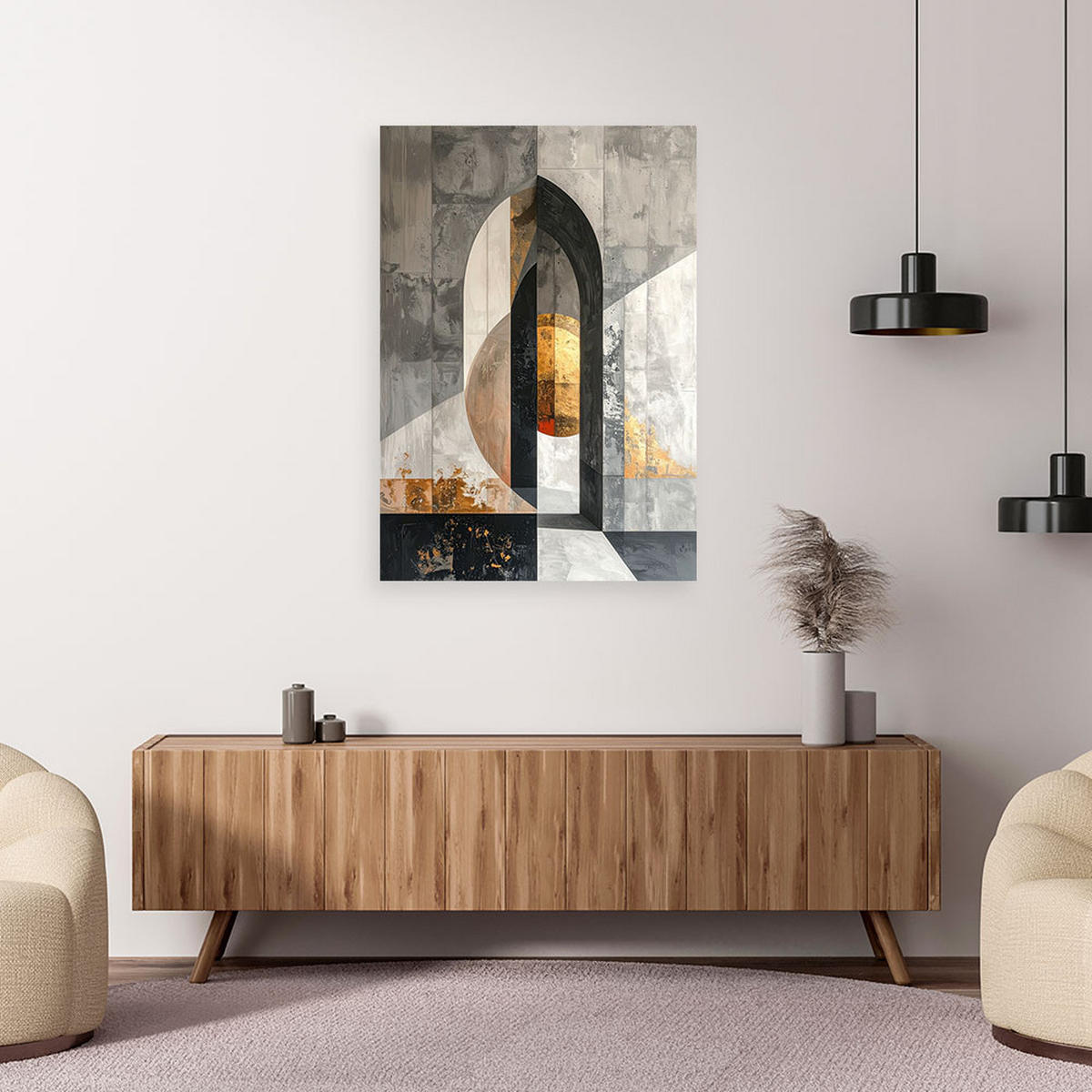 LEINWANDBILDER, Industrielle graue 3D Abstrakt - Türkis, Textil (30/45cm) - Feeby