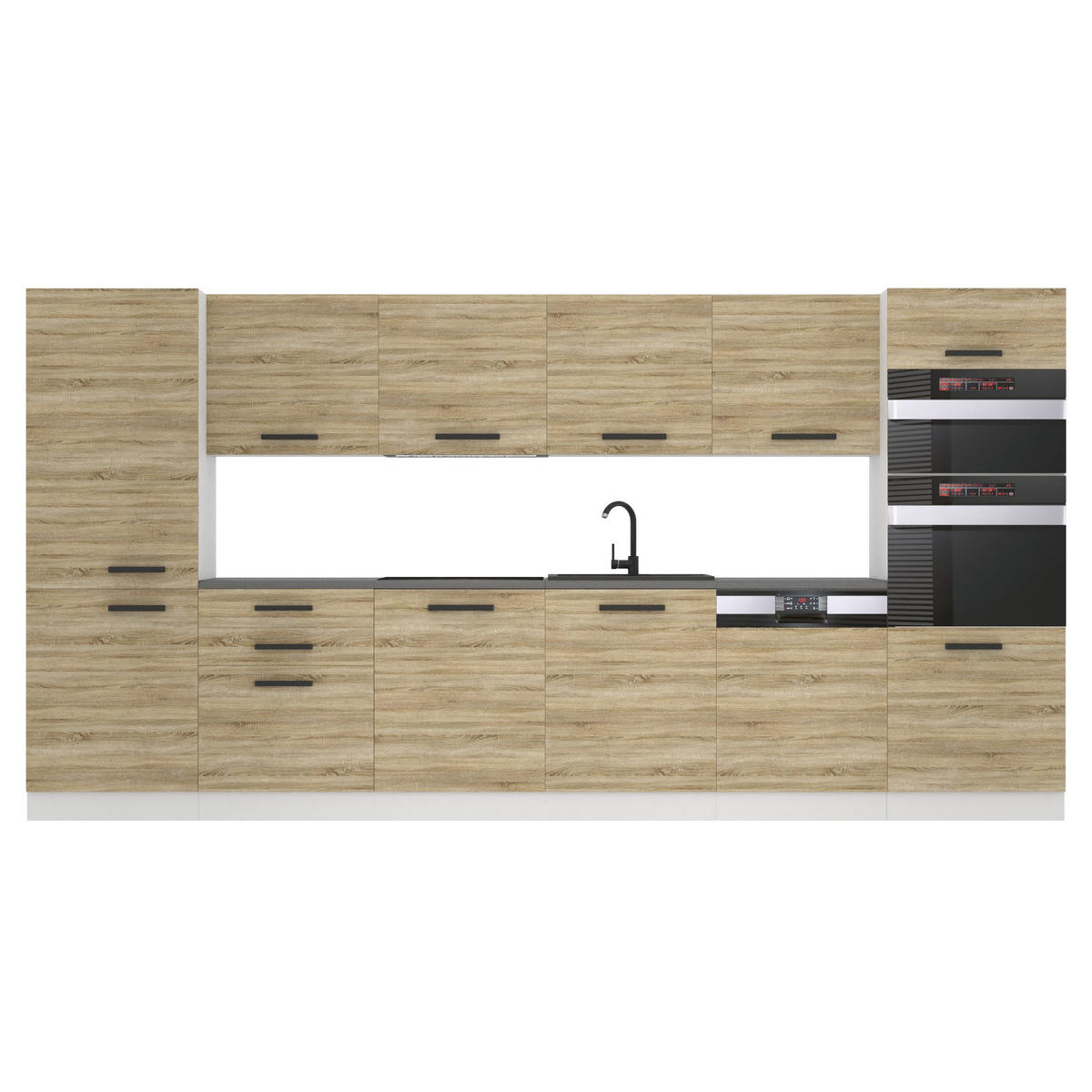 KÜCHENZEILE Naomi 360 cm, ohne Arbeitsplatten, Sonoma-Eiche - Sonoma Eiche, Holz (360/204/60cm) - B BELINI GROUP