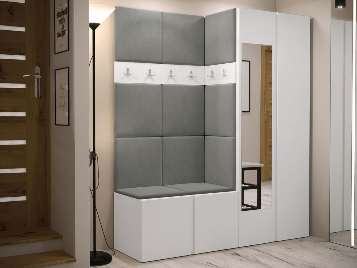 MOBILIER PENTRU HOL Orion XII - alb/gri, material plastic/compozit lemnos (158/186/46cm) - MIRJAN24