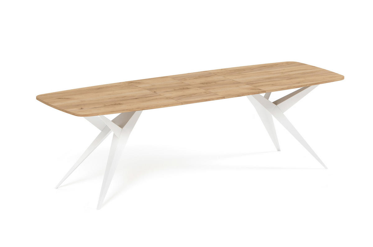 ESSTISCH AXIS - Honigeiche/Weiß, Holzwerkstoff/Metall (90/180/76cm) - Meblini