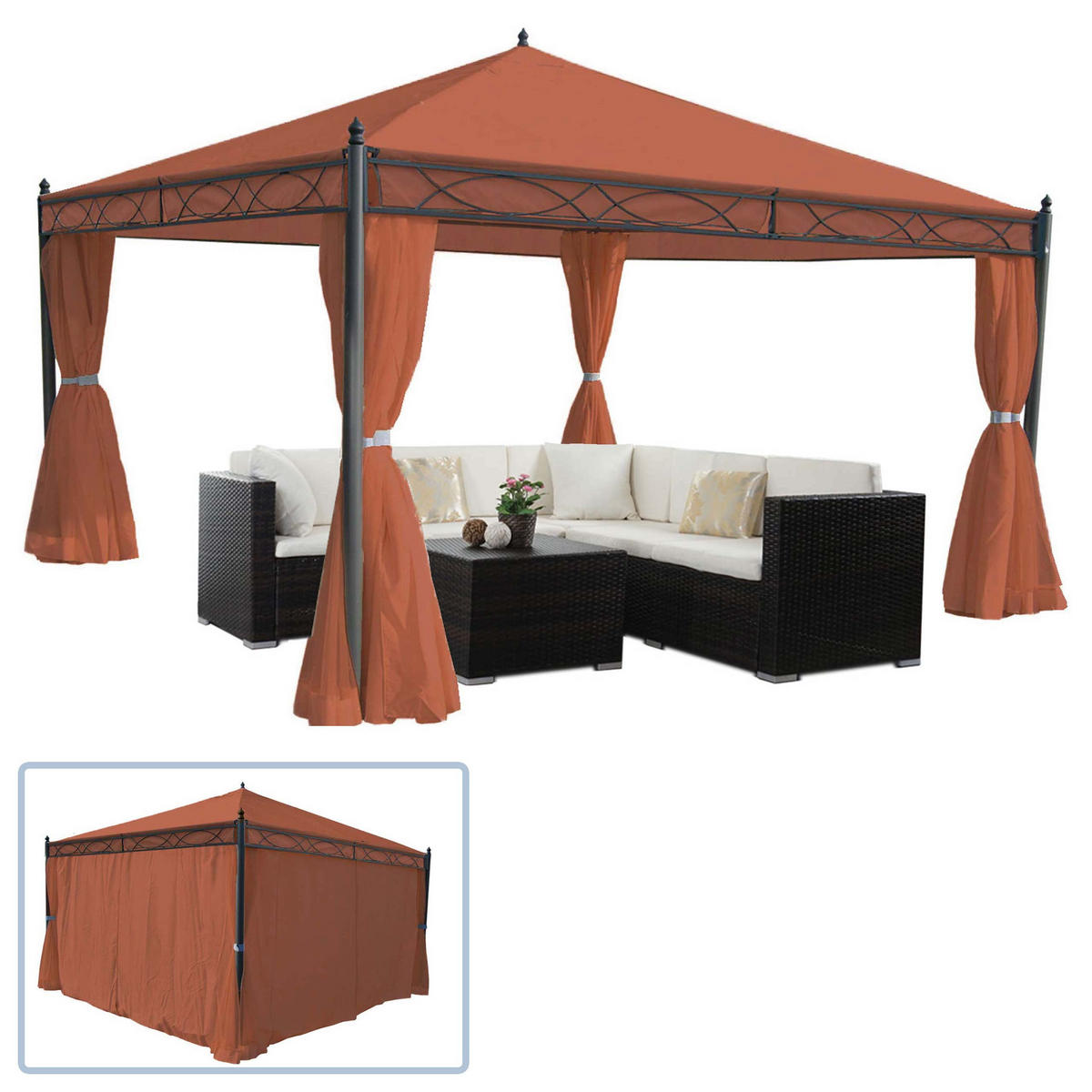 PERGOLA CALPE Orange, Braun - Orange/Braun, Textil (400/290/400cm) - MCW
