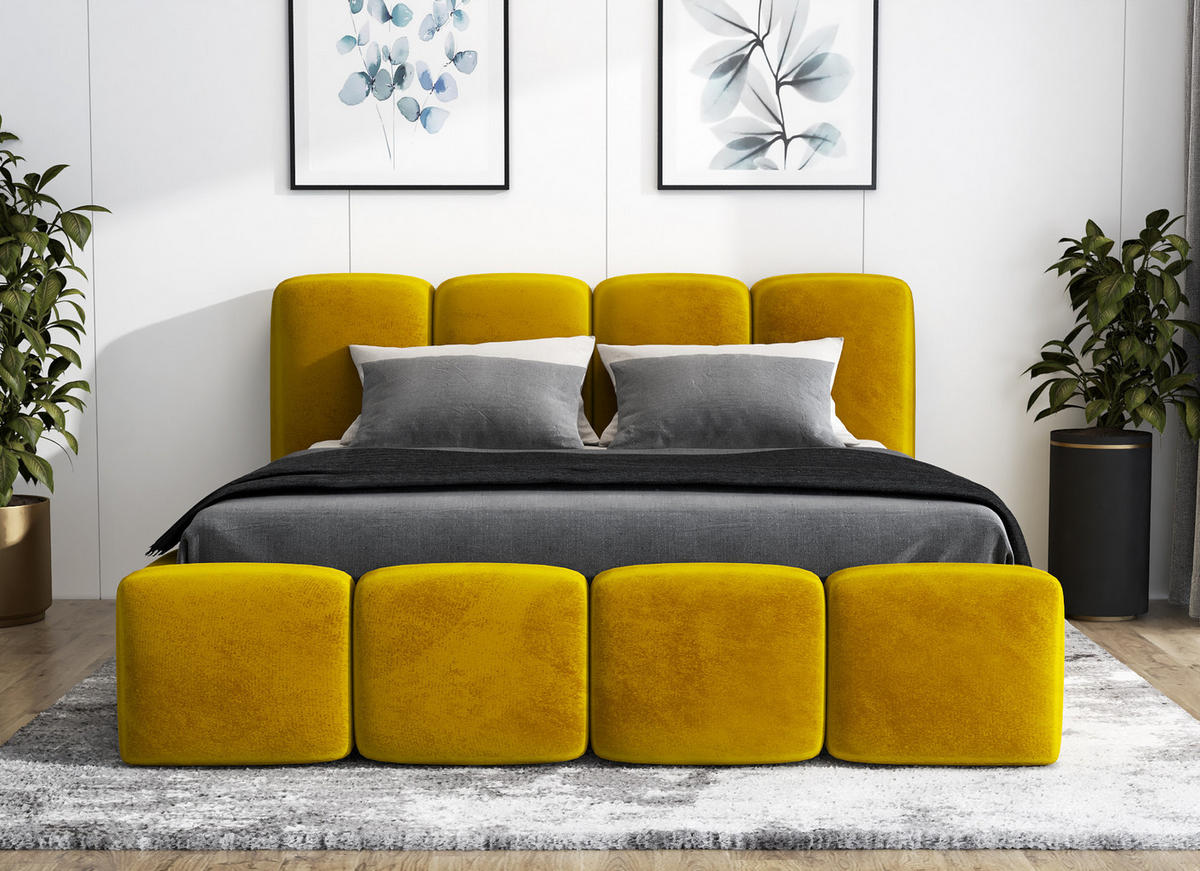 POLSTERBETT DONA 160x200 Goldfarben - Goldfarben, Textil (160/200cm) - A&J MöbelLand