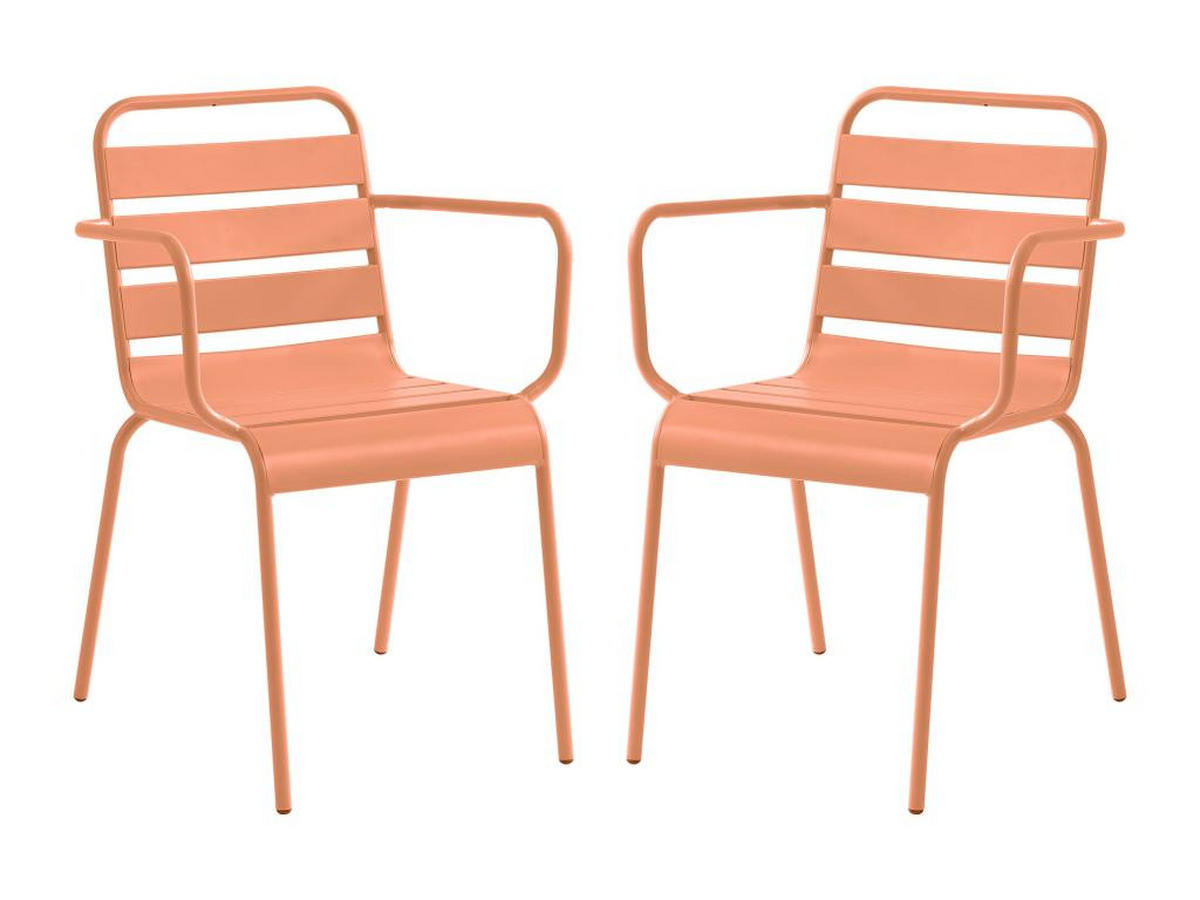 GARTENSESSEL stapelbar 2er-Set - Metall - Hellorange - MIRMANDE von MYLIA - Orange, Metall (59/79/56cm) - Vente-Unique