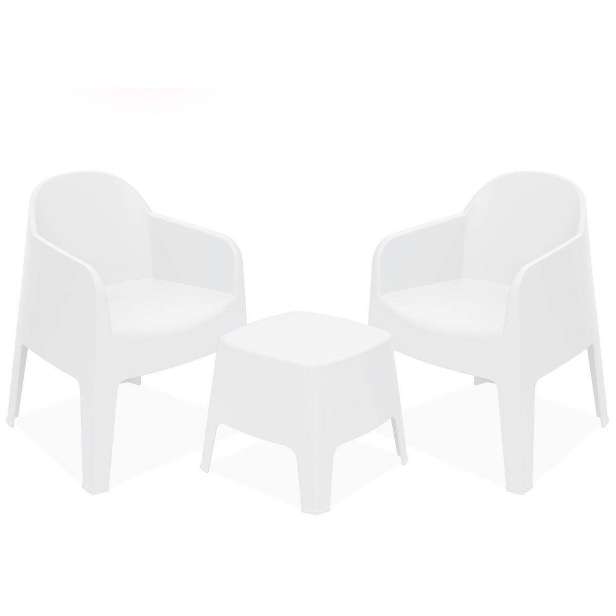 GARTENMÖBEL-SET MALUS, 3-tlg - Weiß, Kunststoff - KONSIMO®