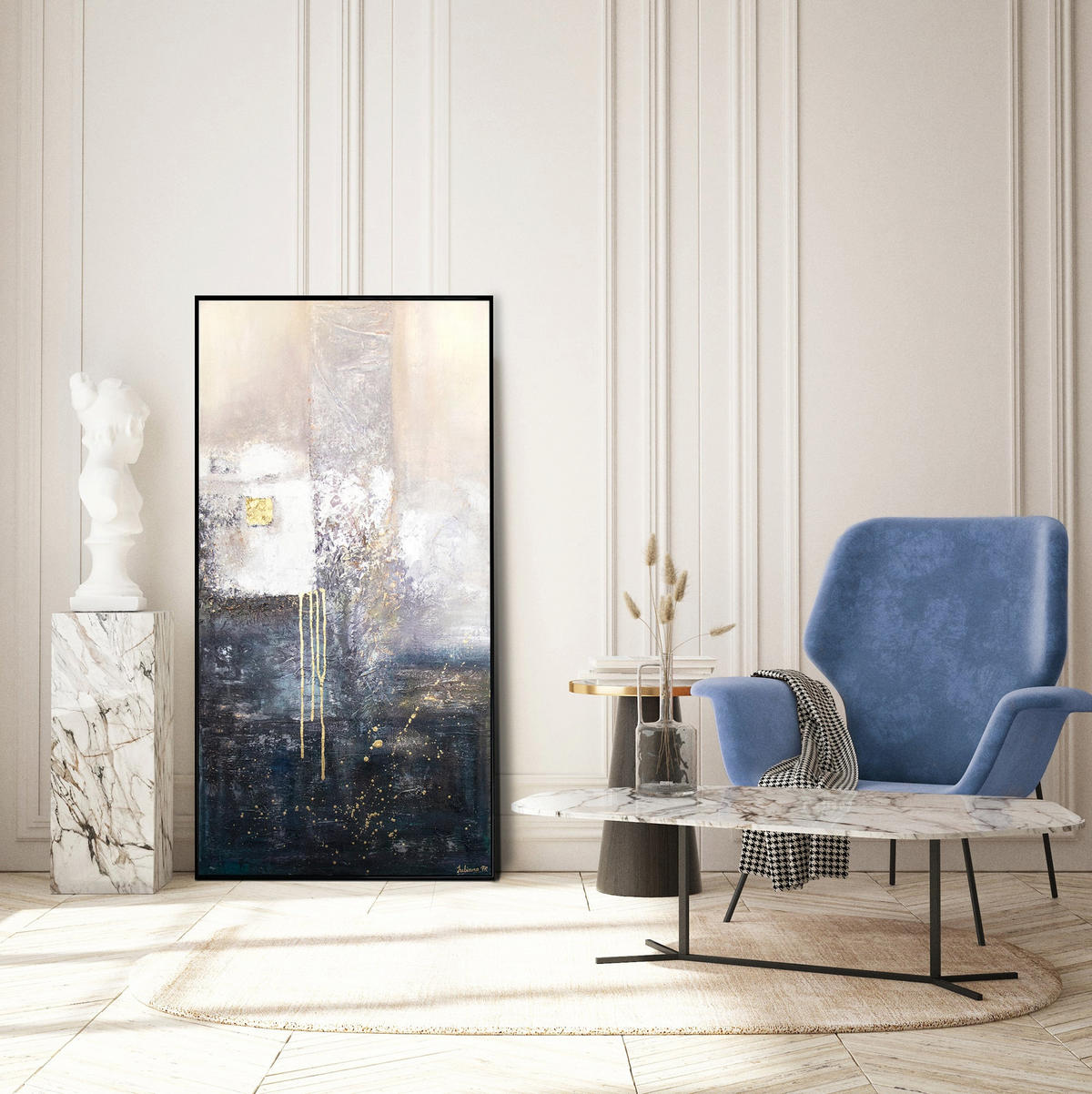 GEMÄLDE Fragmente Schattenfugenrahmen Schwarz 100x50 cm - Schwarz, Holz (100/50cm) - YS-art gallery