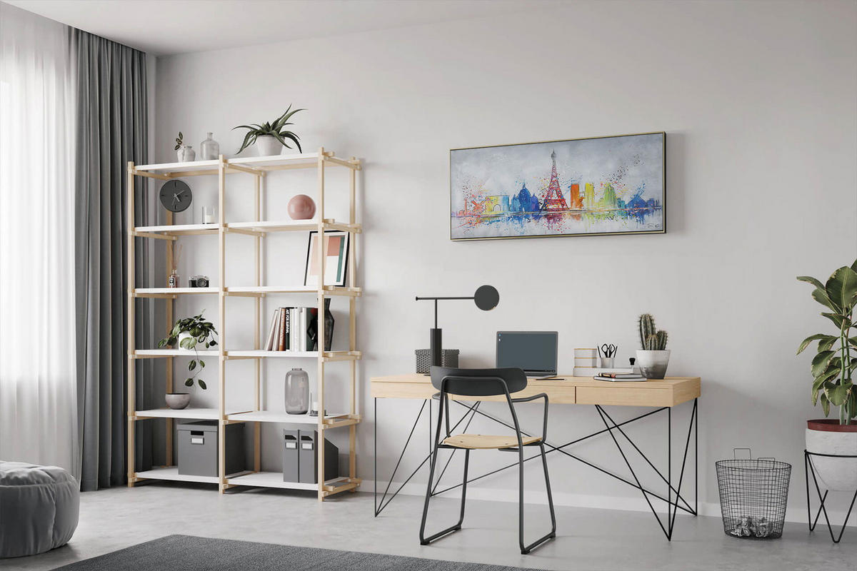 ACRYLBILD HANDGEMALT 120/60 cm - Weiß, Holz/Textil (120/60cm) - KUNSTLOFT