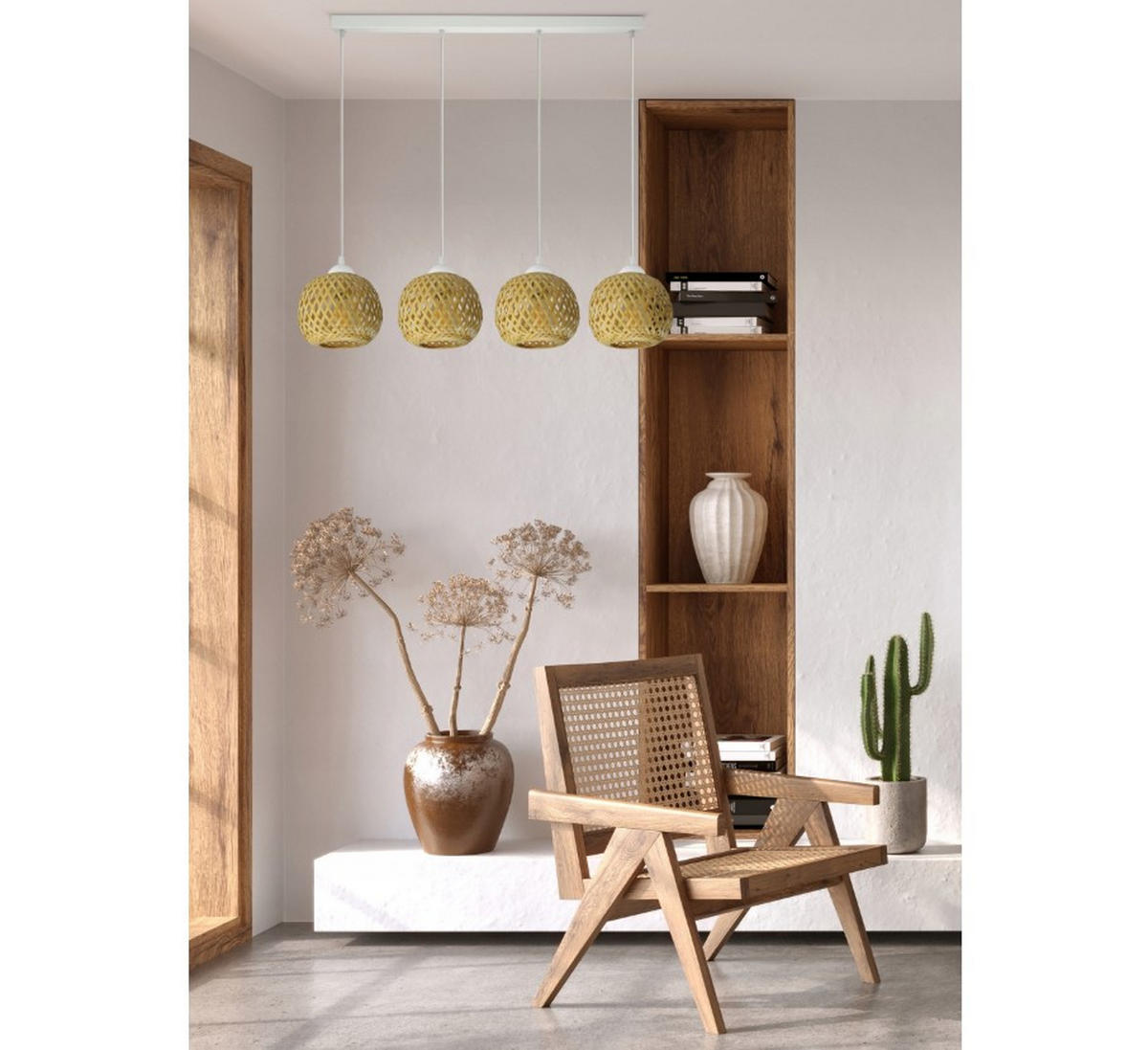 PENDELLEUCHTE BOHO - Beige/Weiß, Glas/Metall (15/90/100cm) - kiki design