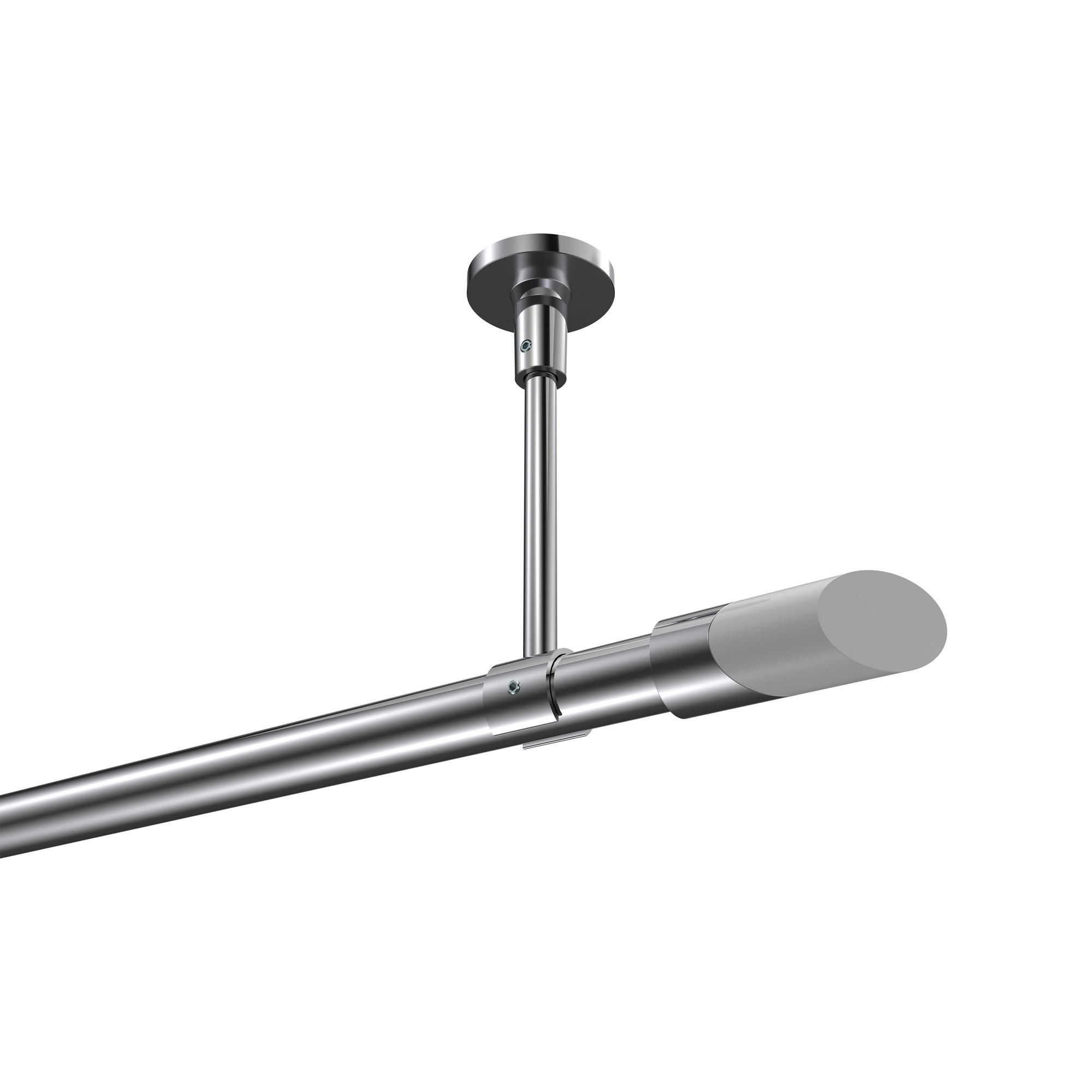 GARDINENSTANGEN-SET Sonette Verano 100 cm, 1-läufig, 20 mm Ø Chrom - Chromfarben/Weiß, Metall (100cm) - INTERDECO