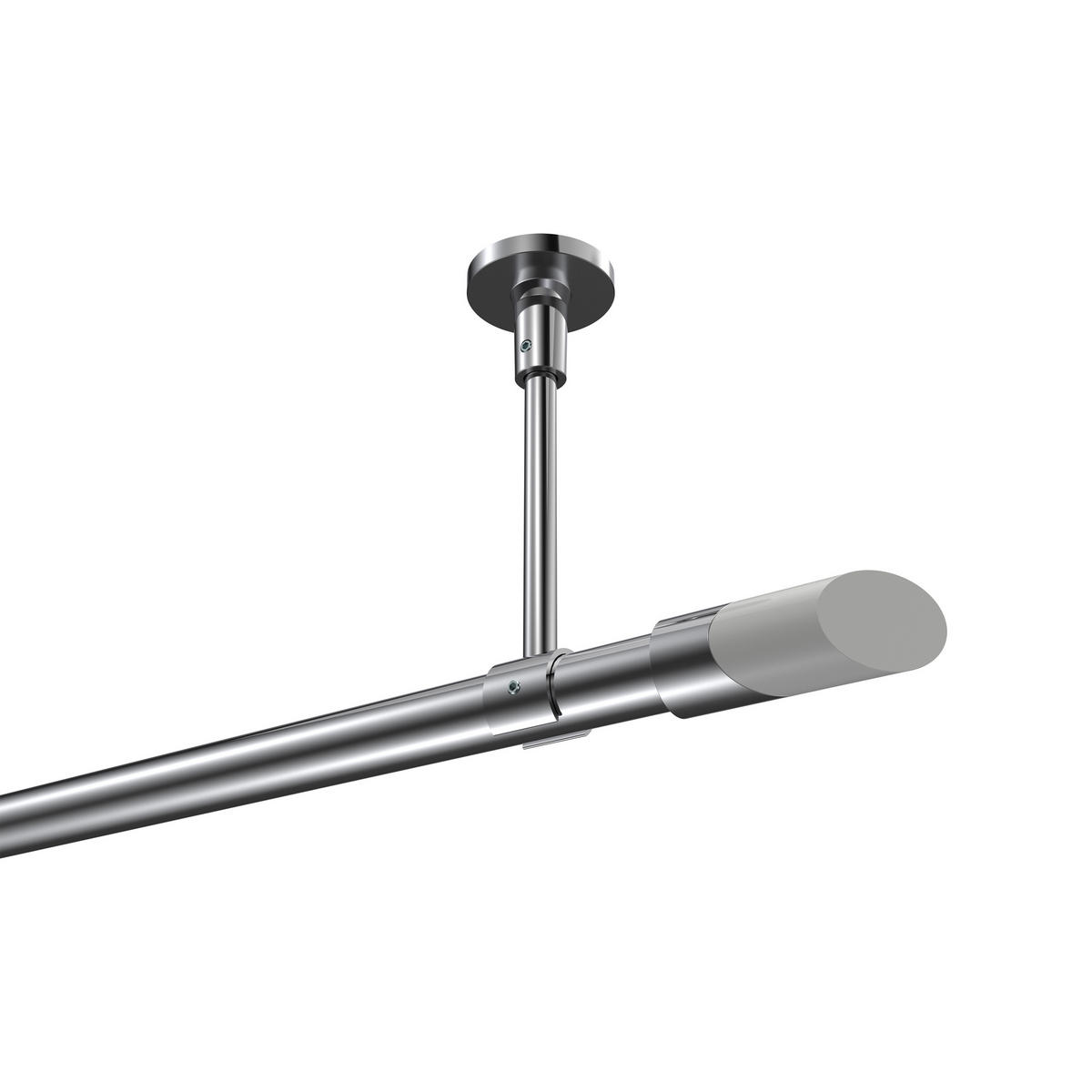 GARDINENSTANGEN-SET Sonette Verano 100 cm, 1-läufig, 20 mm Ø Chrom - Chromfarben/Weiß, Metall (100cm) - INTERDECO