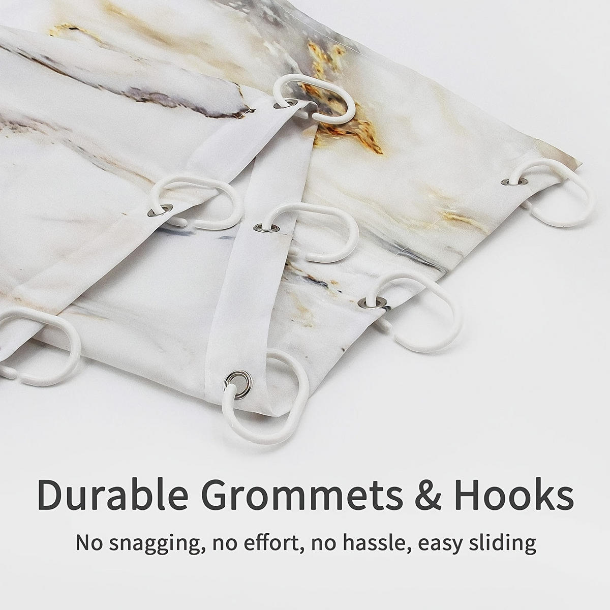 DUSCHVORHANG Goldfarben Grau Marmor modern abstrakt wasserdicht mit Haken - Grau, Textil (180/180cm) - MCBOSON