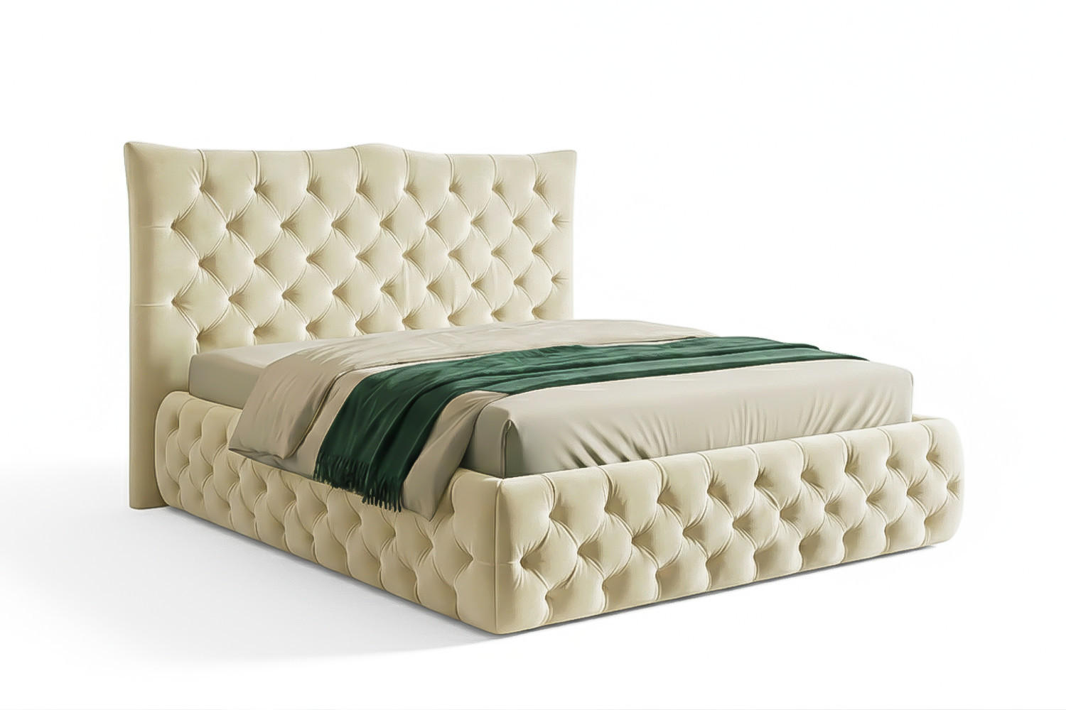 POLSTERBETT BERTINI Cremeweiß Velvet - Creme/Weiß, Textil (160/200cm) - KAWOLA