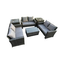 GARTENMÖBEL-SET mit Kissen Polyrattan Dunkelgrau 6-Sitzer - Dunkelgrau, Metall - Fimous