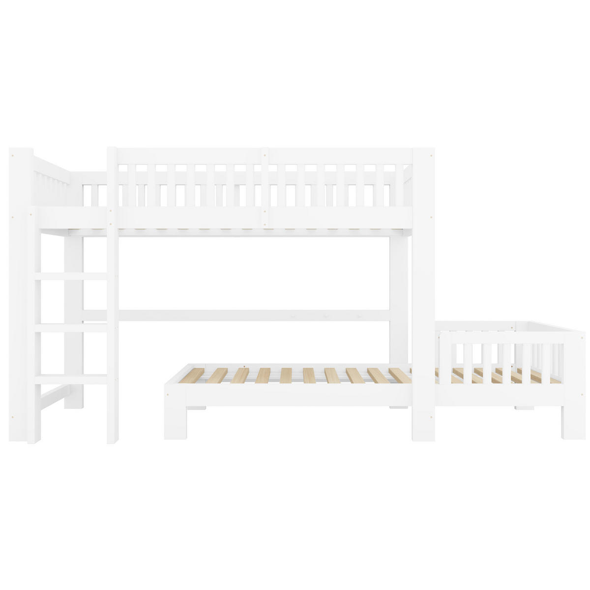 ETAGENBETT 90/200 cm Hochbett und Einzelbett, DE-41582, in Weiß - Weiß, Holzwerkstoff (90/200cm) - ComfortXL